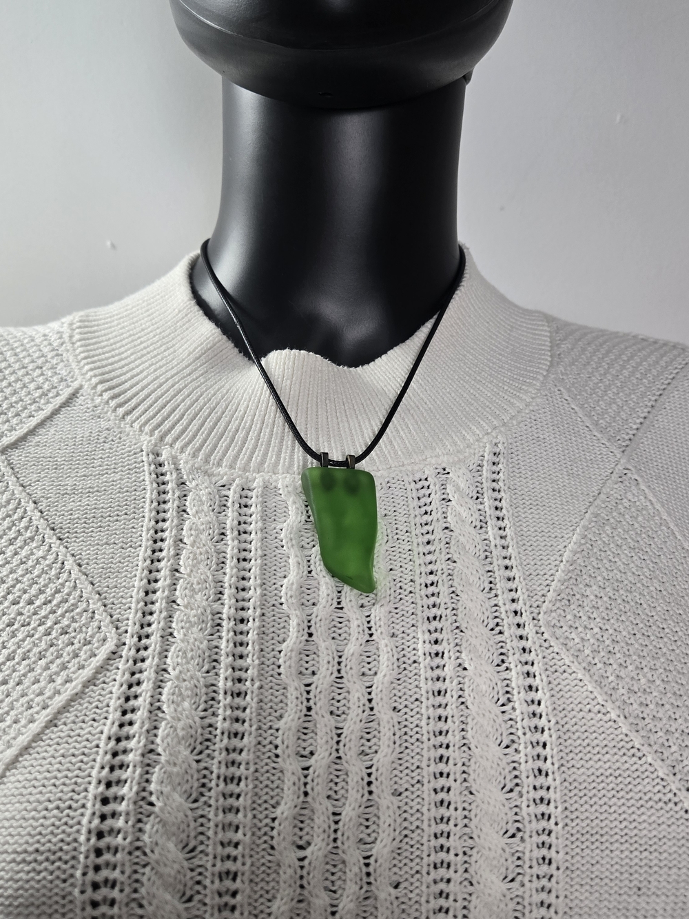 Hand Crafted Green Nova-Scotia Sea Glass-Style Pendant Necklace